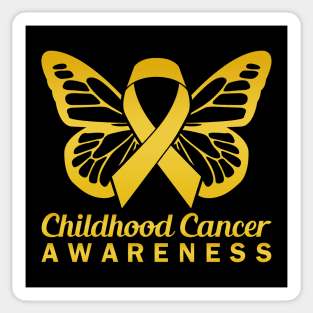 CHILDHOOD CANCER RIBBON BUTTERFLY GOLD YELLOW Sticker